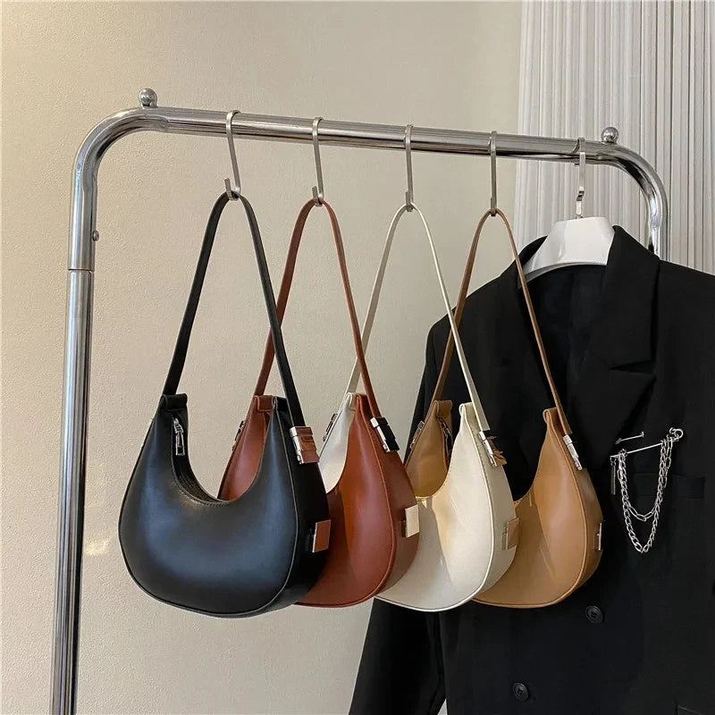 Underarm Bag - One Shoulder French Niche Crescent Shape Handbag for Women-Handbags-Brown-Free Shipping Leatheretro