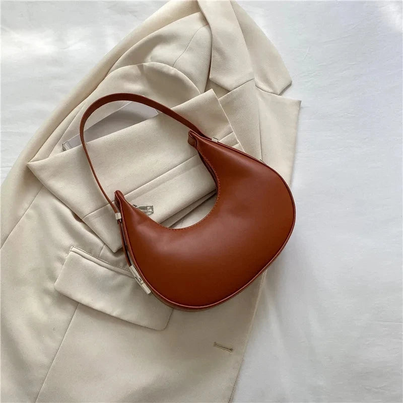 Underarm Bag - One Shoulder French Niche Crescent Shape Handbag for Women-Handbags-Brown-Free Shipping Leatheretro