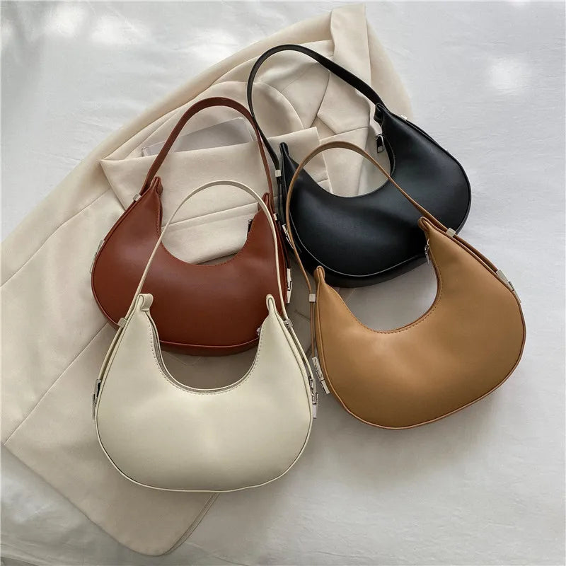 Underarm Bag - One Shoulder French Niche Crescent Shape Handbag for Women-Handbags-Brown-Free Shipping Leatheretro
