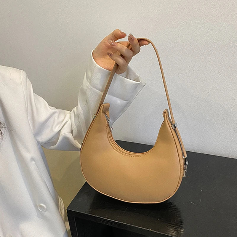 Underarm Bag - One Shoulder French Niche Crescent Shape Handbag for Women-Handbags-Brown-Free Shipping Leatheretro