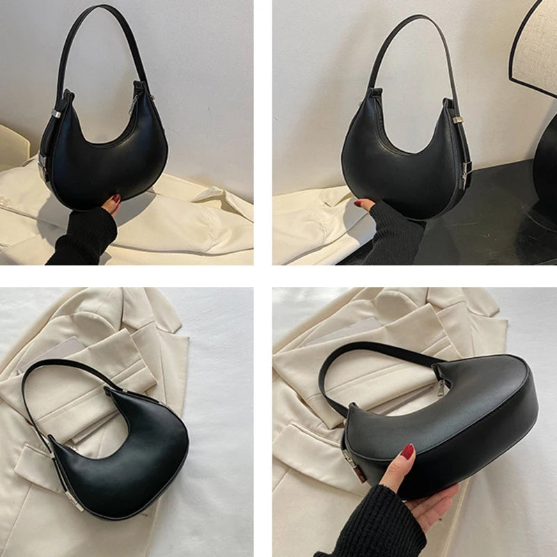 Underarm Bag - One Shoulder French Niche Crescent Shape Handbag for Women-Handbags-Brown-Free Shipping Leatheretro
