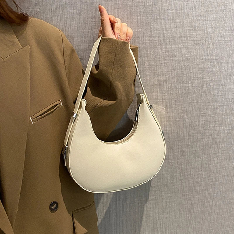 Underarm Bag - One Shoulder French Niche Crescent Shape Handbag for Women-Handbags-Brown-Free Shipping Leatheretro
