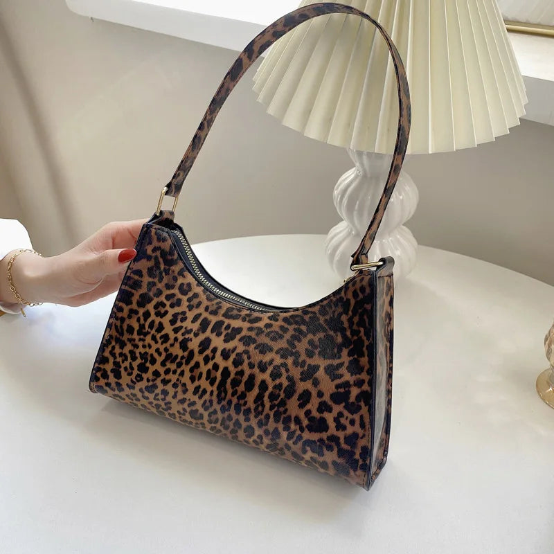 Underarm Handbag PU Leather Leopard Print Armpit Purse-Handbags-Leopard-Free Shipping Leatheretro