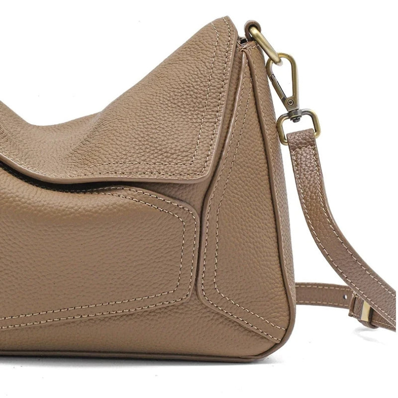 Cowhide Leather Women's Geometric Shoulder Bag - Luxury Crossbody Handbag-Shoulder Bag-Black-Free Shipping Leatheretro