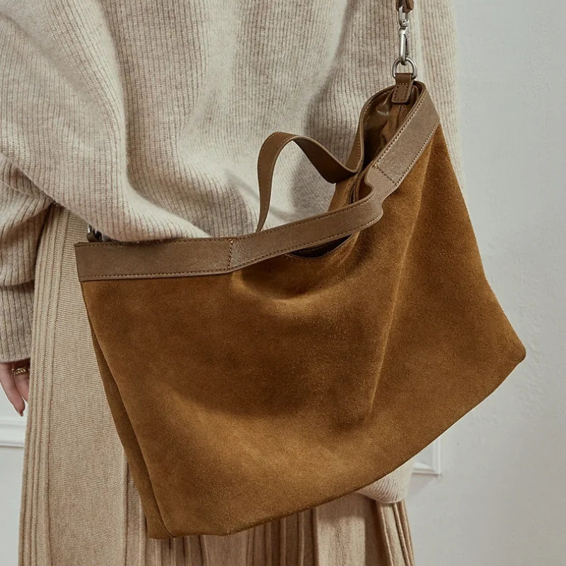 Lage Capacity Female Shoulder Crossbody Bag - Cowhide Commuting Handbags-Shoulder Bag-Black-Free Shipping Leatheretro