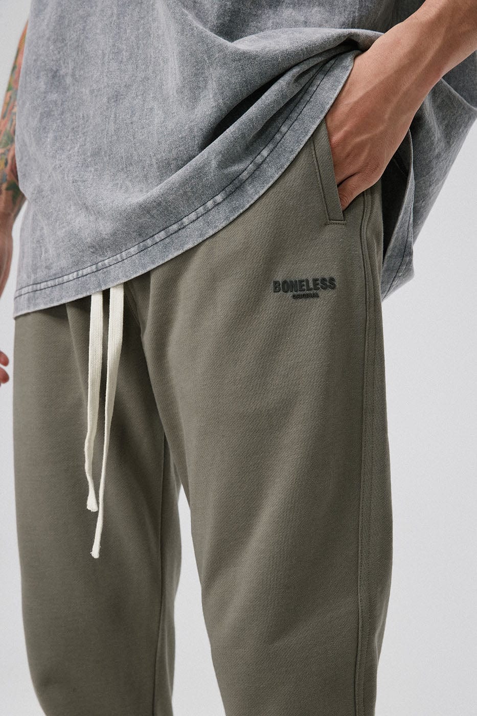 BONELESS Original Series Sweatpants-Pants-S-Beige-Free Shipping Leatheretro
