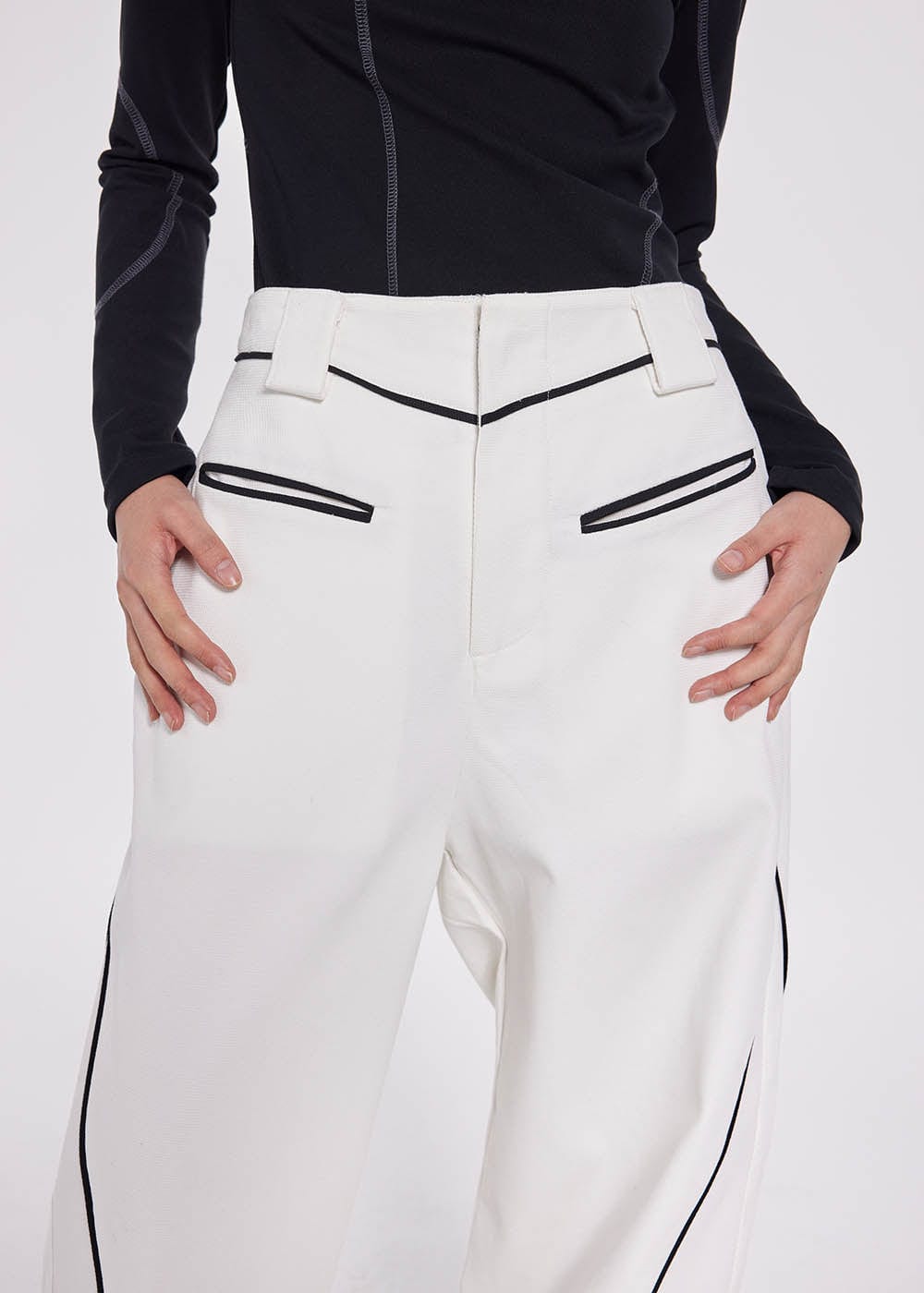 49PERCENT Paneled Zipper Wide-Leg Pants-Pants-XS-Free Shipping Leatheretro
