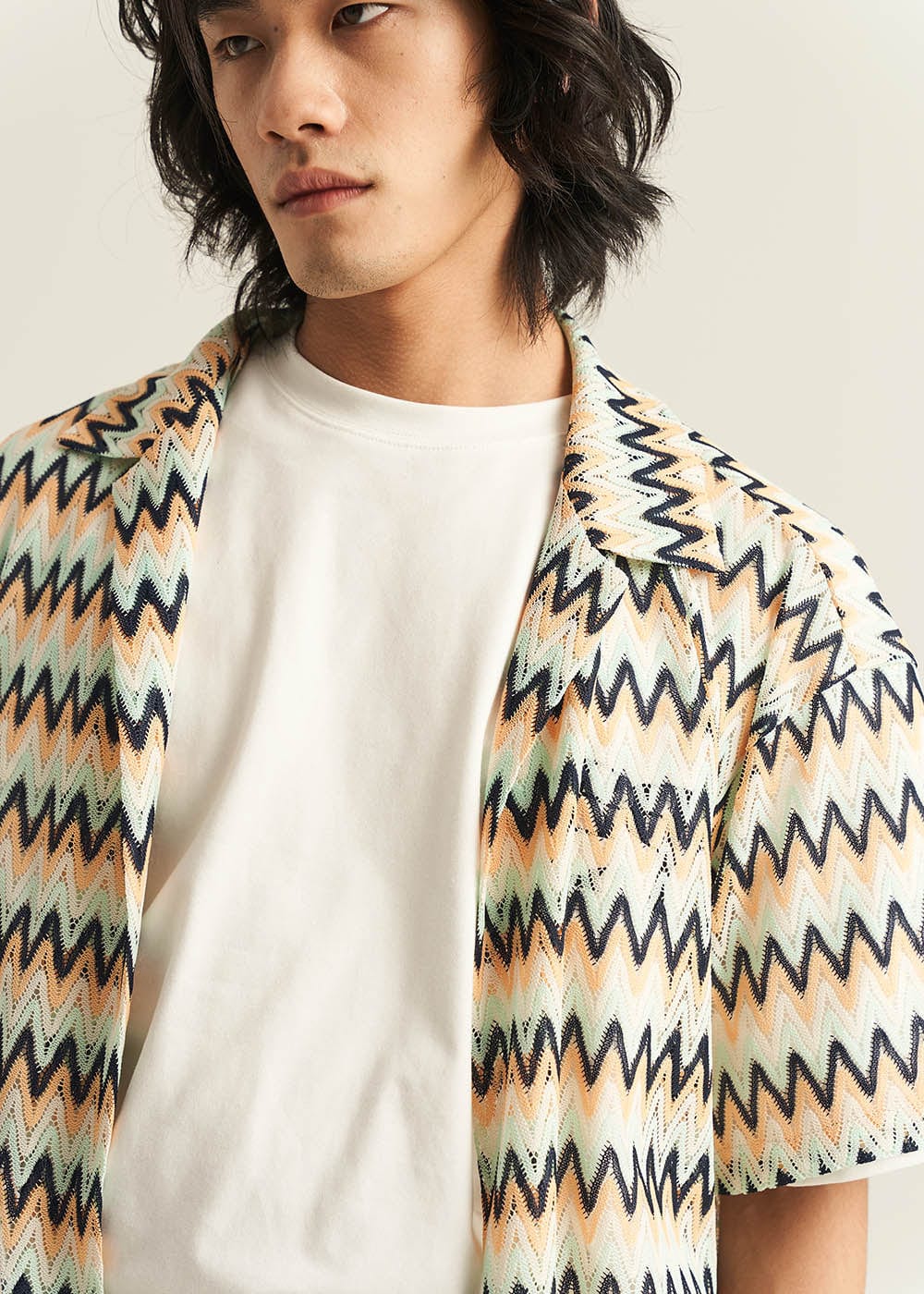 EPIC POETRY Geometric Ripple Knitted Half Shirt (Only Size M Left)-Half shirt-S-Free Shipping Leatheretro