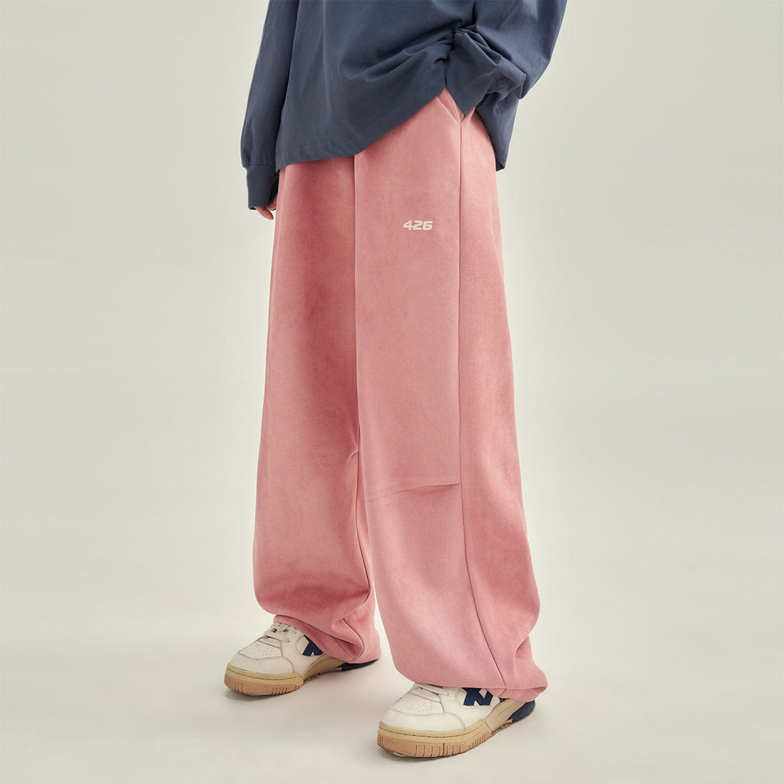 F426 Faux Suede Oversized Crease Pants-Pants-S-Beige-Free Shipping Leatheretro