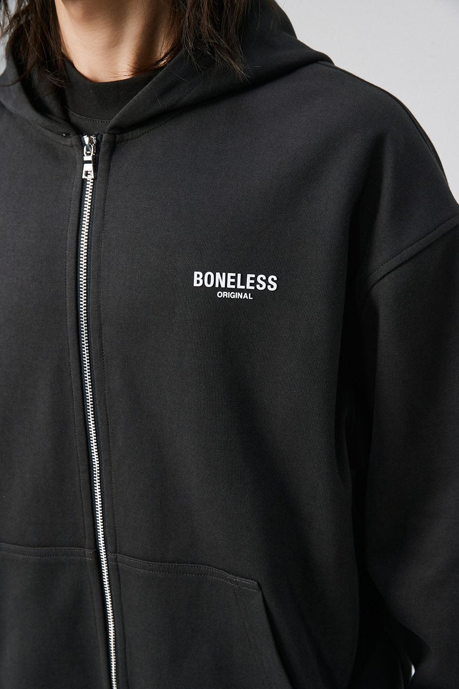 BONELESS Original Series LOGO Zip-Up Hoodie (Only Size M Left)-Hoodie-S-Grey-Free Shipping Leatheretro