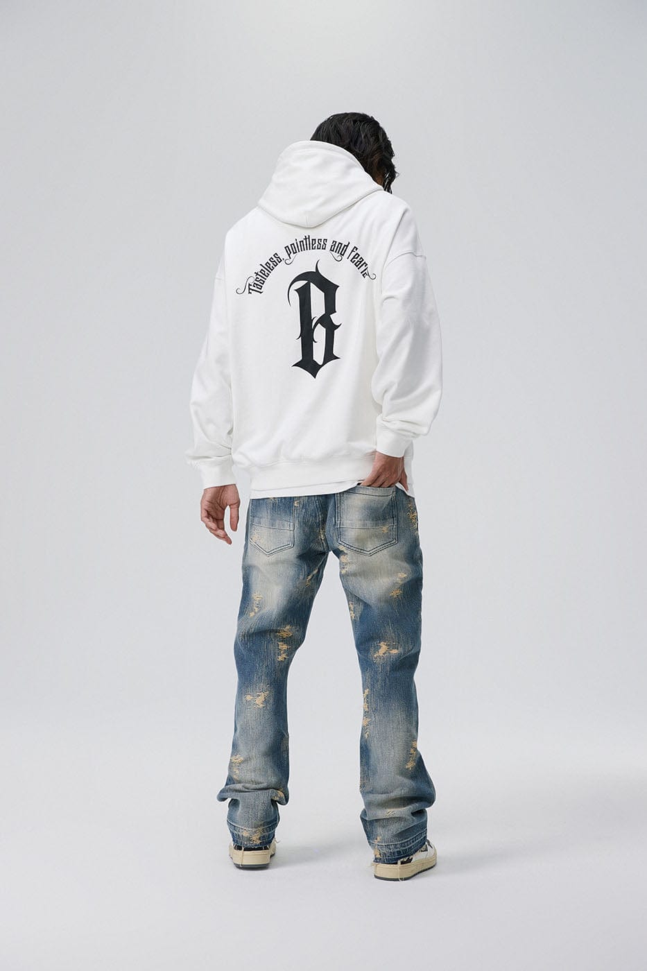 BONELESS Gothic Slogan Hoodie-Hoodie-S-Blue-Free Shipping Leatheretro