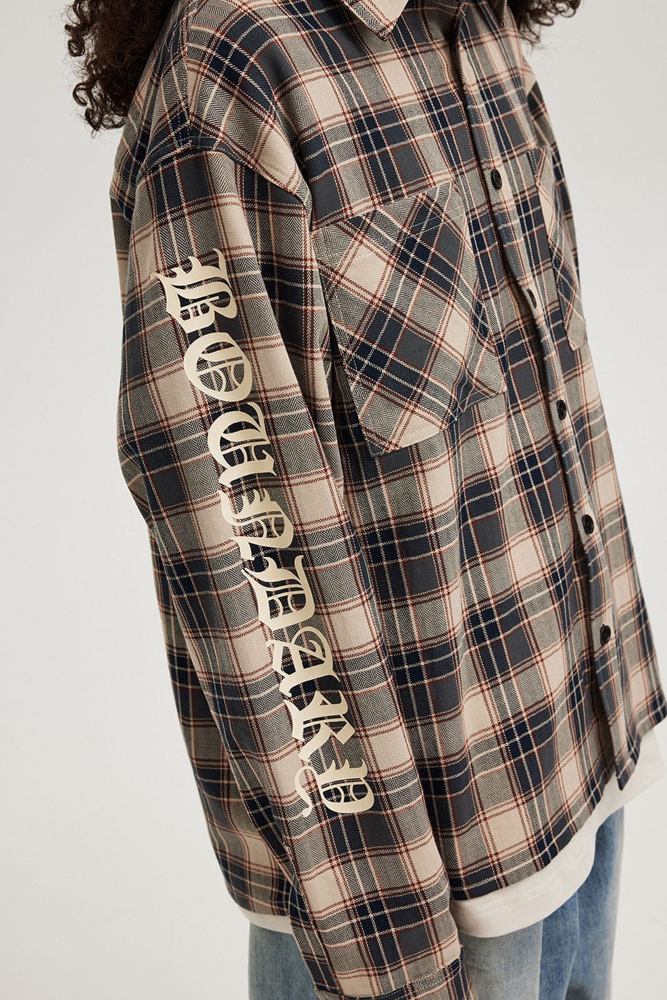 BONELESS Gothic Slogan Plaid Shirt-Shirt-S-Green-Free Shipping Leatheretro