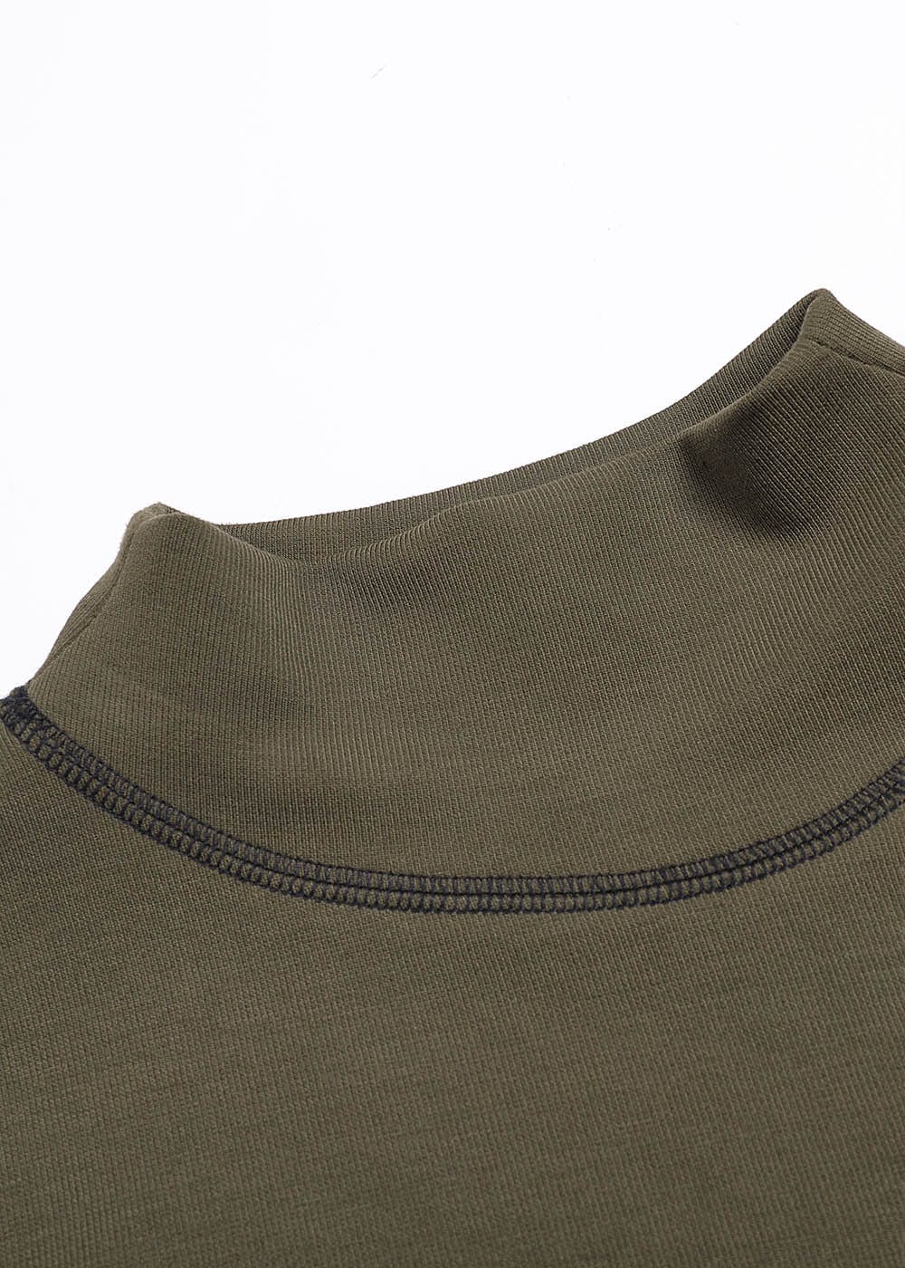 49PERCENT Stitch Outlined High Neck Long Sleeve T-shirt-L/S Tee-S-Green-Free Shipping Leatheretro