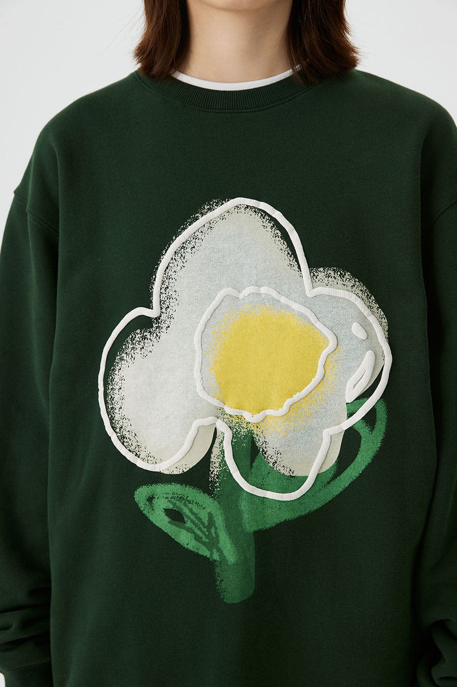 CONKLAB Fried Egg Flower Graphics L/S T-Shirt-L/S Tee-S-Green-Free Shipping Leatheretro
