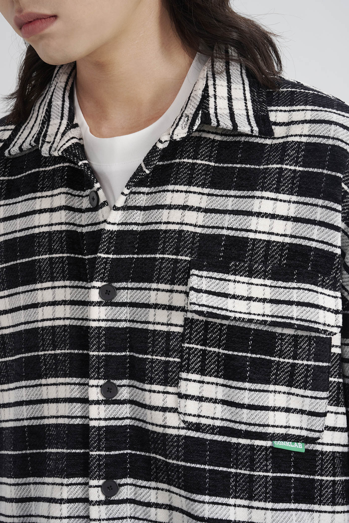 CONKLAB Flannel Plaid Shirt-Jacket-S-Blue-Free Shipping Leatheretro