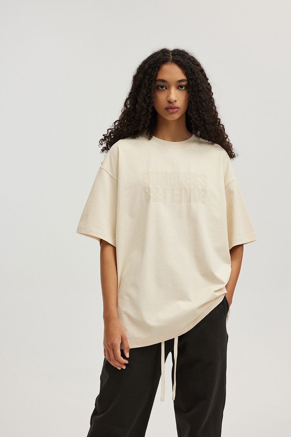 BONELESS Reversed LOGO T-Shirt-T Shirt-S-Black-Free Shipping Leatheretro