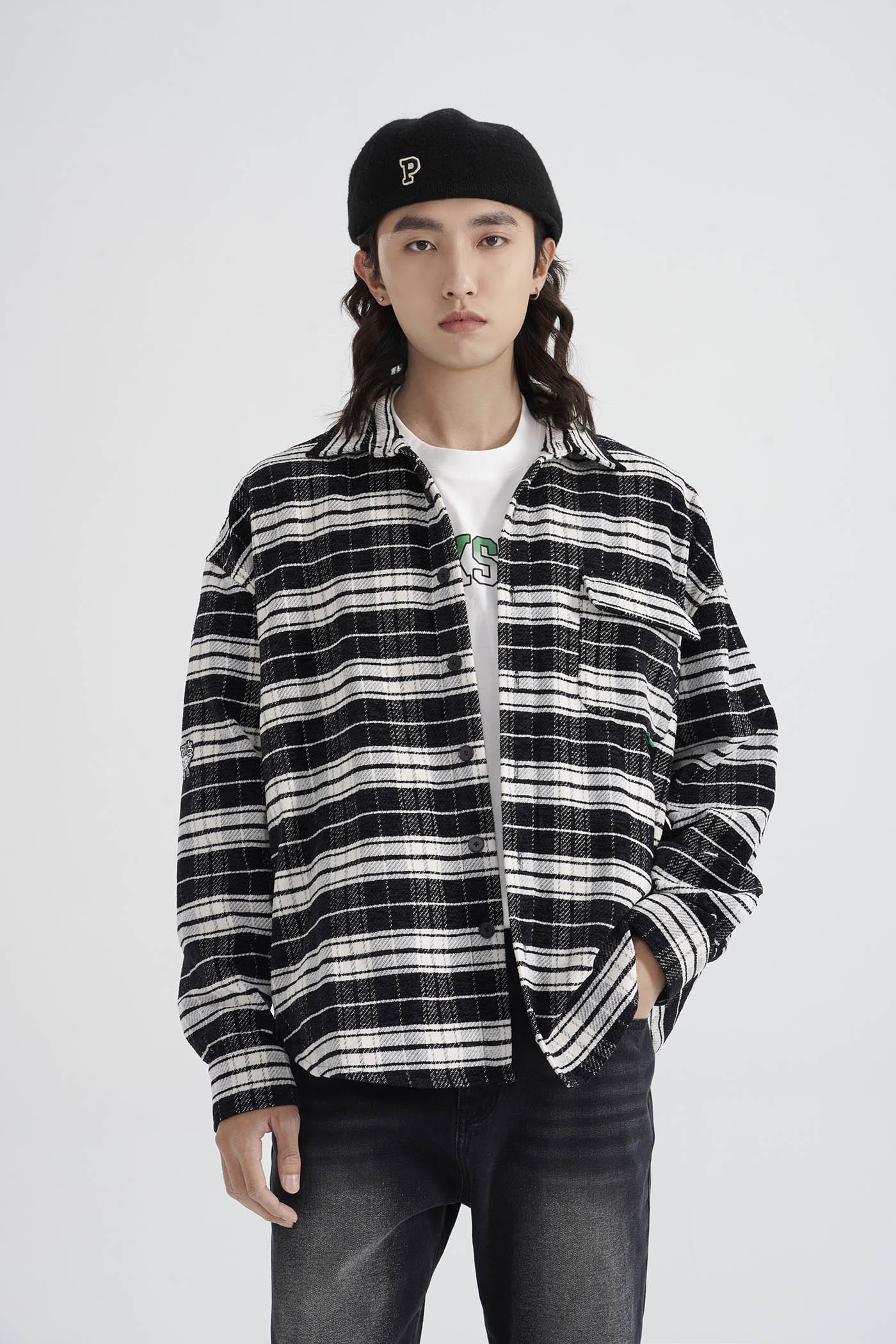 CONKLAB Flannel Plaid Shirt-Jacket-S-Blue-Free Shipping Leatheretro