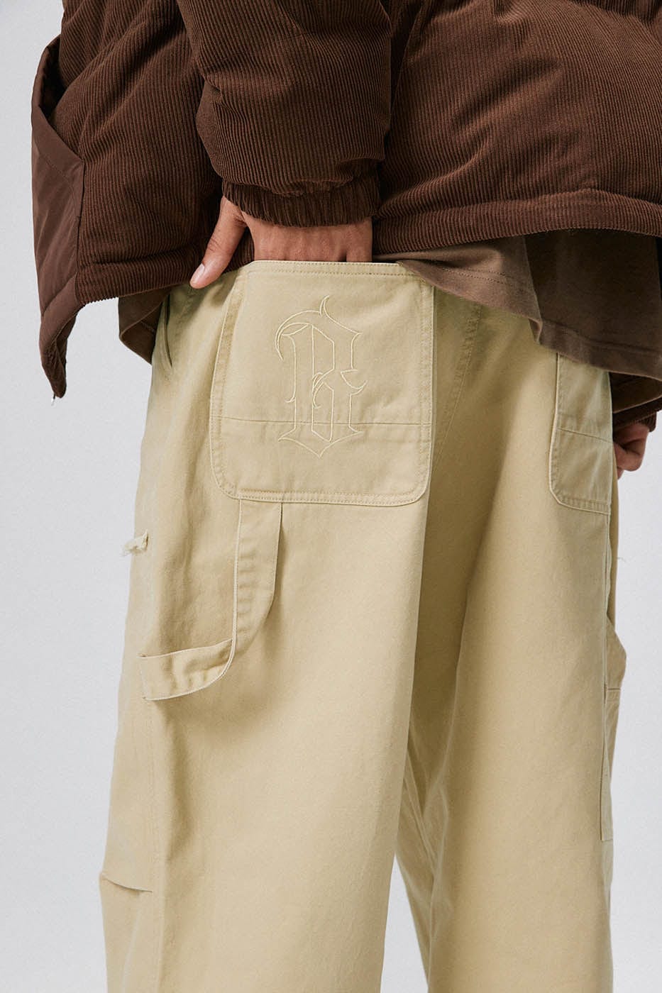 BONELESS Raw Edge Lumber Pants-Pants-S-Apricot-Free Shipping Leatheretro