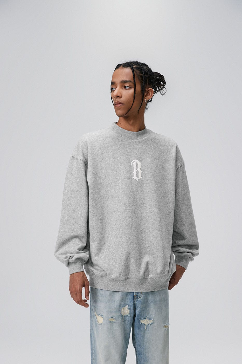 BONELESS Gothic LOGO Sweatshirt-Sweatshirt-S-Beige-Free Shipping Leatheretro