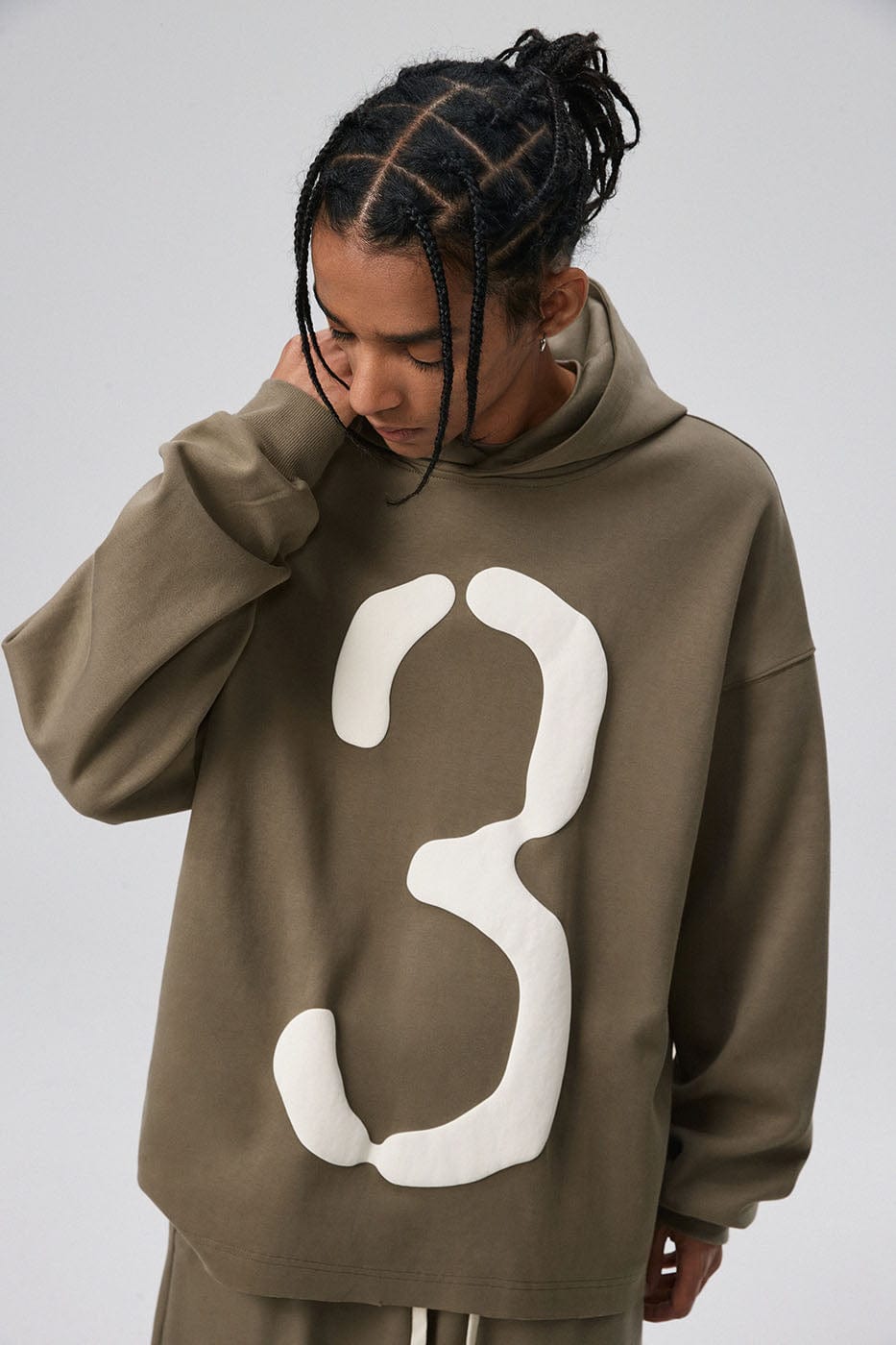 BONELESS Number 3 Puff-Print Hoodie-Hoodie-S-Brown-Free Shipping Leatheretro