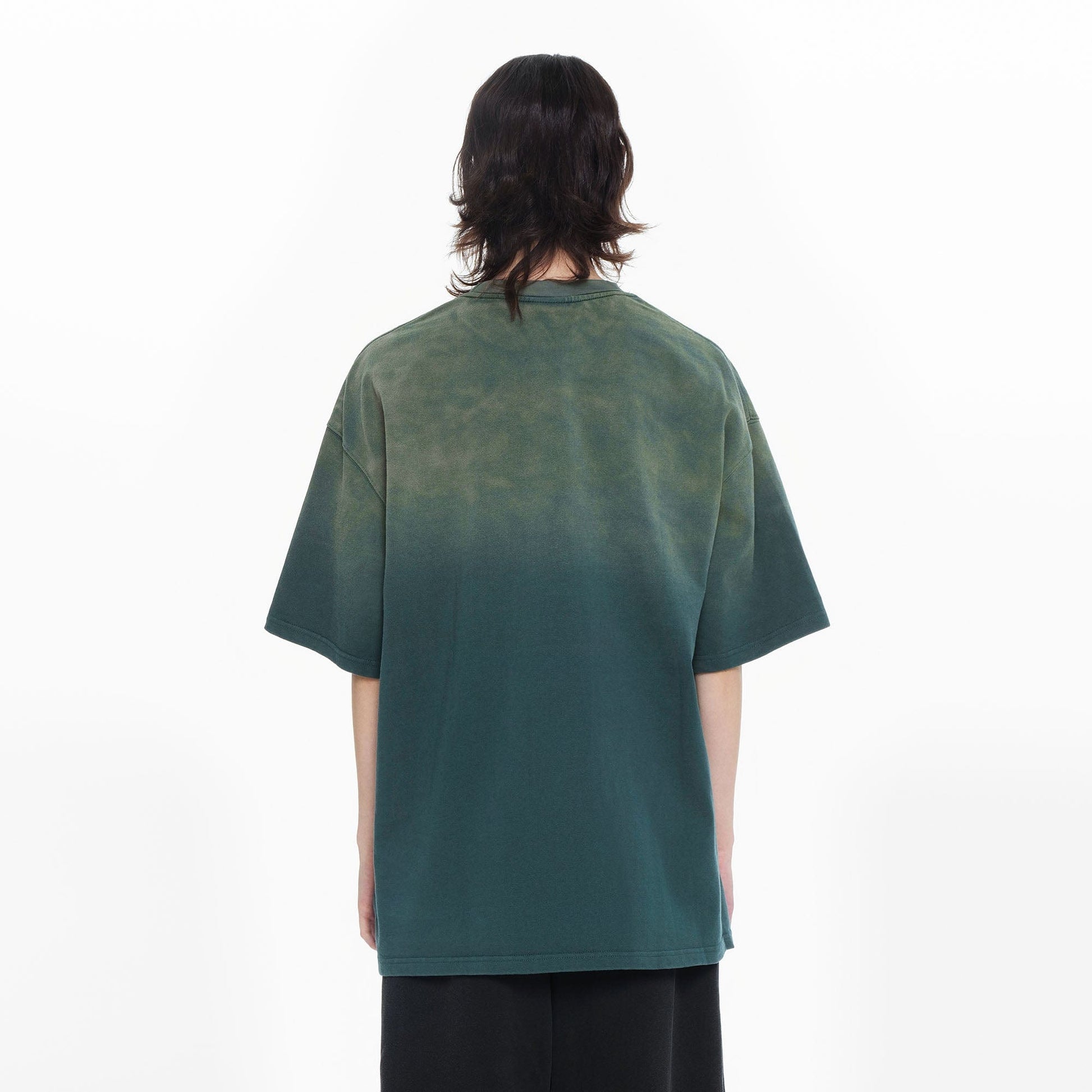 OVERLAPS Gradient Washed Oversized LOGO T-Shirt-T Shirt-S-Green-Free Shipping Leatheretro