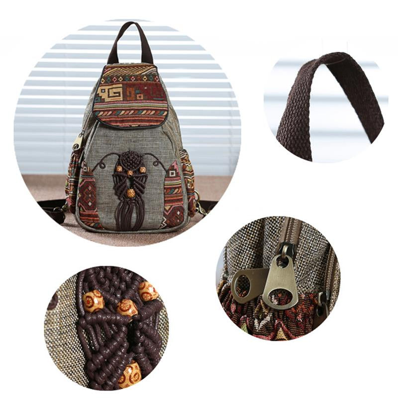 Vintage Canvas Backpacks for Women-Backpacks-Gray-Free Shipping Leatheretro