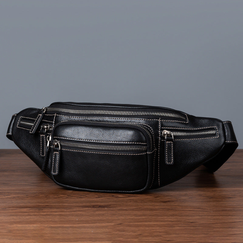 Vintage Cowhide Leather Chest & Waist Bag – Vegetable Tanned, Dual-Purpose Casual Style-Chest Bags-Retro Brown-Free Shipping Leatheretro