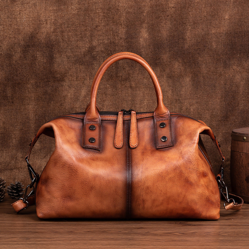 Vintage Cowhide Leather Dumpling Bag-Handbags-Brown-Free Shipping Leatheretro