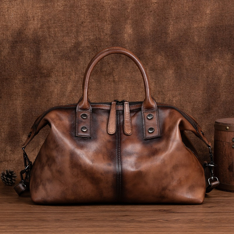 Vintage Cowhide Leather Dumpling Bag-Handbags-Brown-Free Shipping Leatheretro