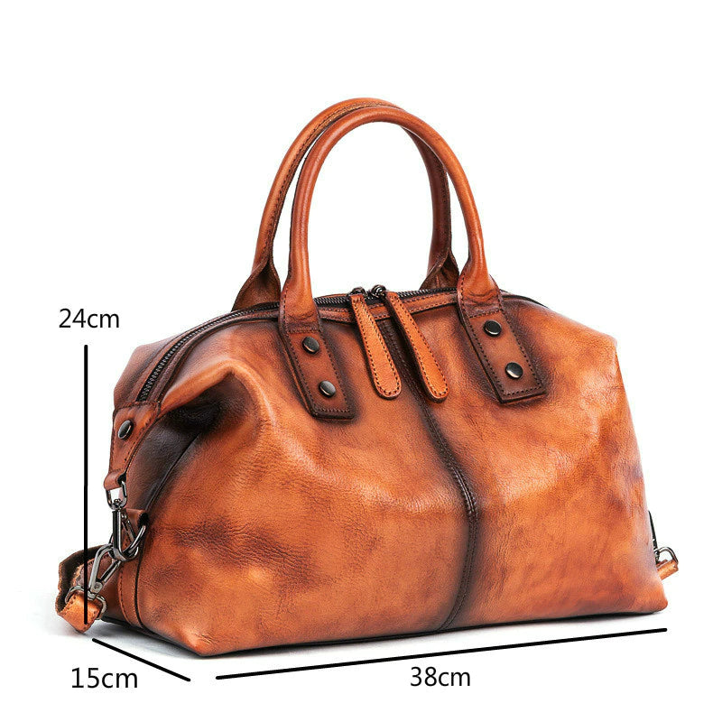Vintage Cowhide Leather Dumpling Bag-Handbags-Brown-Free Shipping Leatheretro