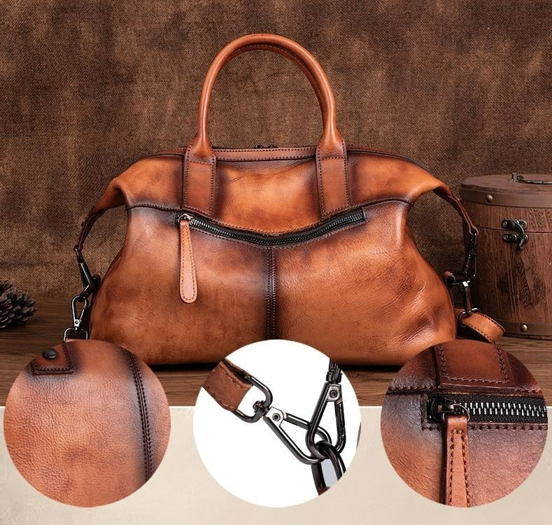 Vintage Cowhide Leather Dumpling Bag-Handbags-Brown-Free Shipping Leatheretro