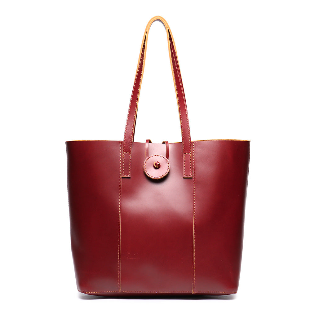 Vintage Crazy Horse Leather Tote Bag-Tote Bag-Red-Free Shipping Leatheretro