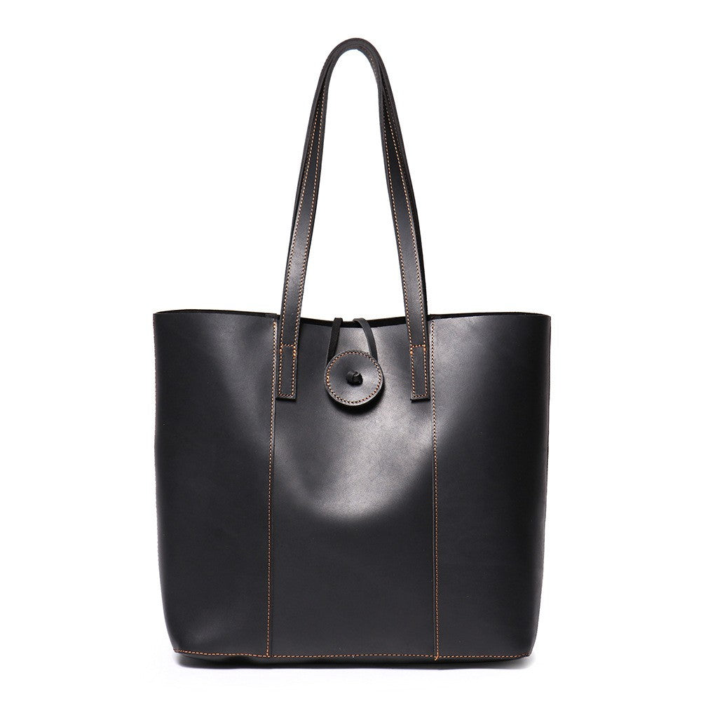 Vintage Crazy Horse Leather Tote Bag-Tote Bag-Black-Free Shipping Leatheretro