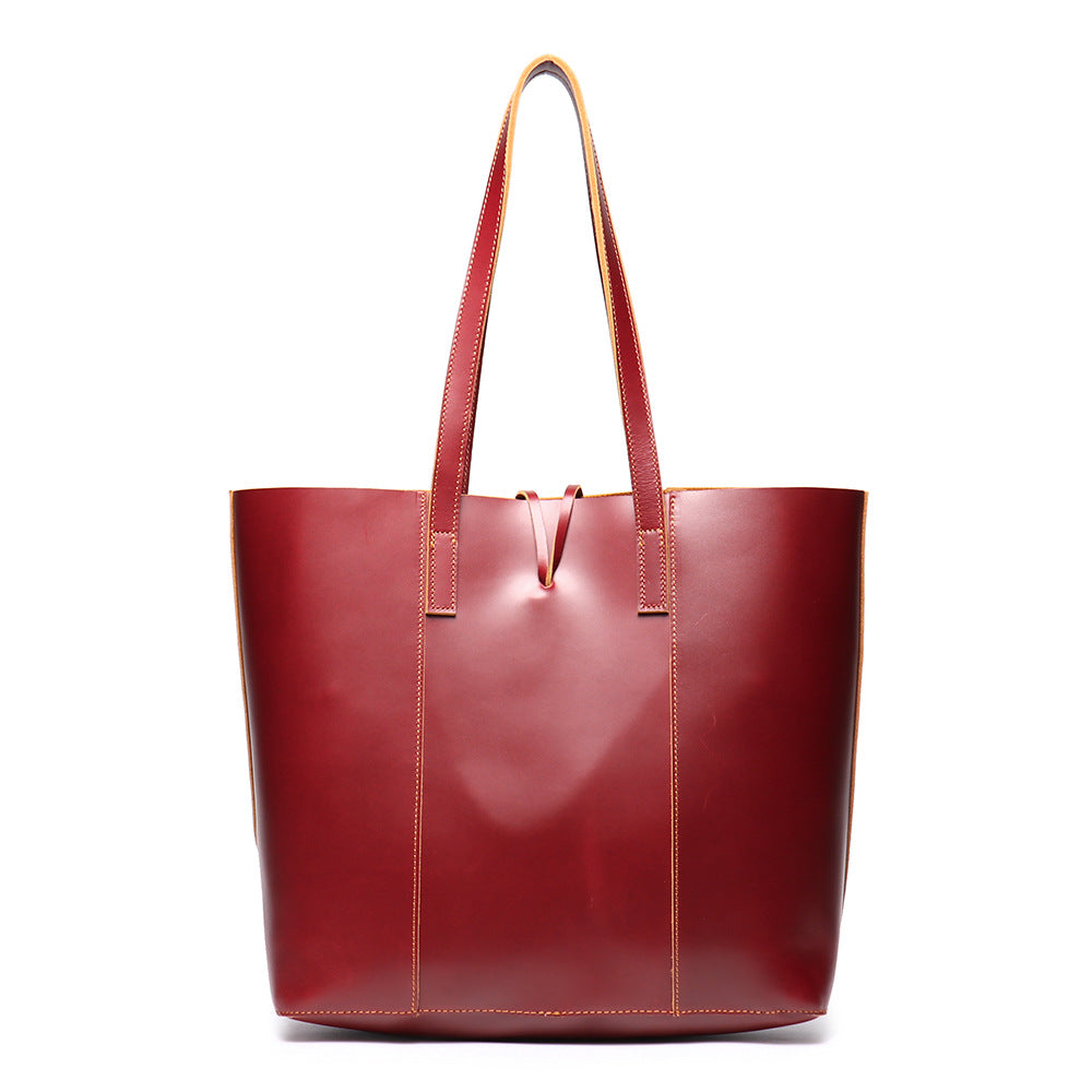 Vintage Crazy Horse Leather Tote Bag-Tote Bag-Brown-Free Shipping Leatheretro
