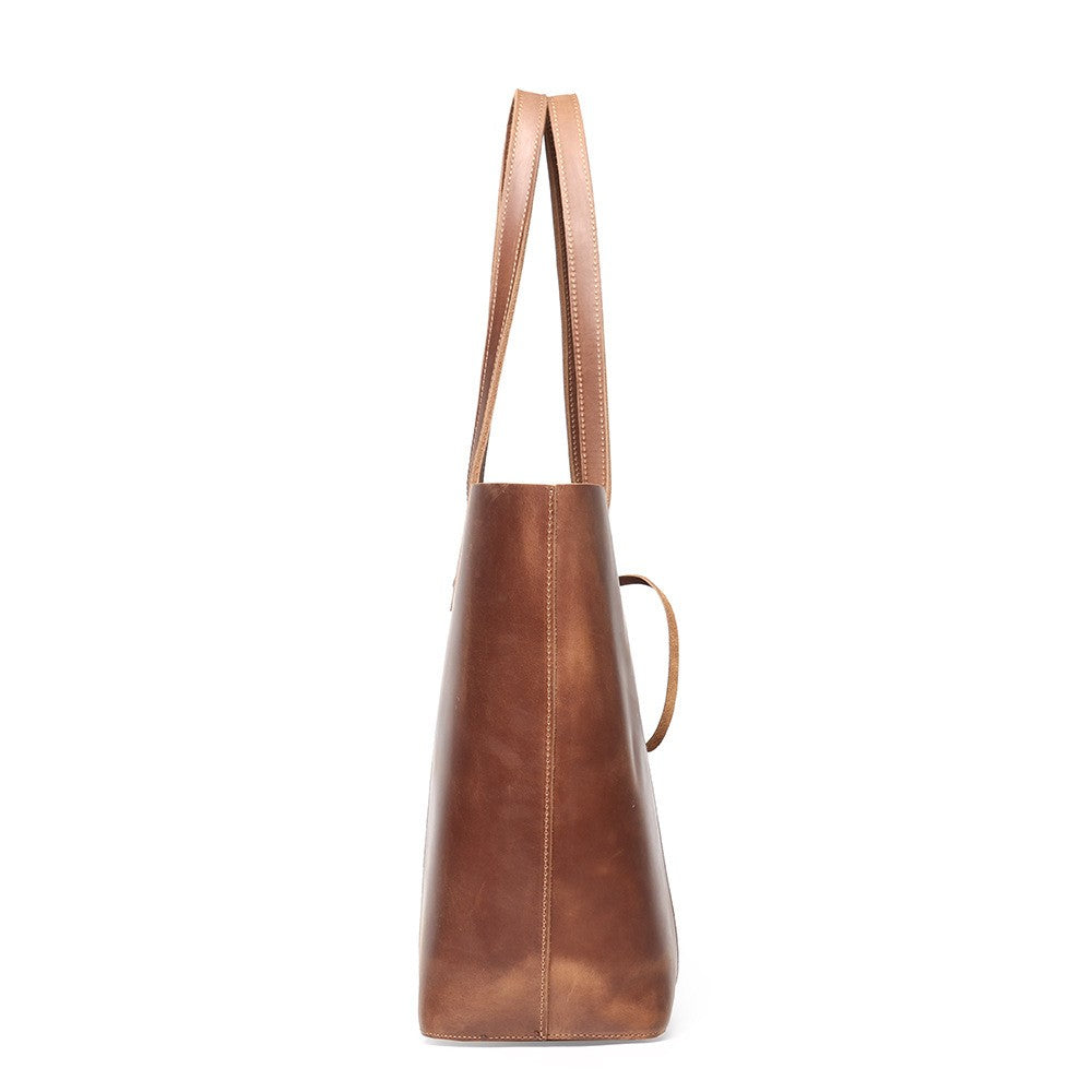 Vintage Crazy Horse Leather Tote Bag-Tote Bag-Brown-Free Shipping Leatheretro