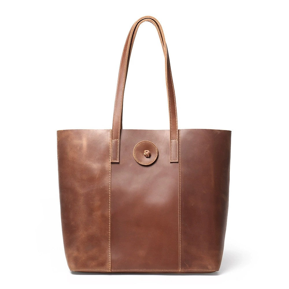 Vintage Crazy Horse Leather Tote Bag-Tote Bag-Brown-Free Shipping Leatheretro
