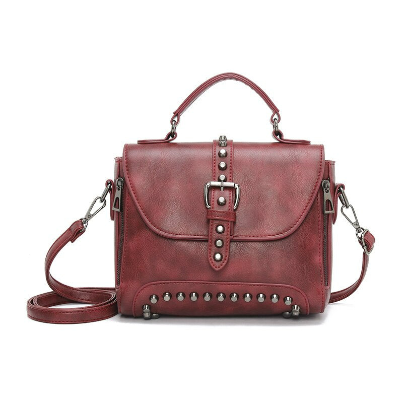 Vintage Cross body Leather Rivet Shoulder Bag-Handbags-Green-Free Shipping Leatheretro