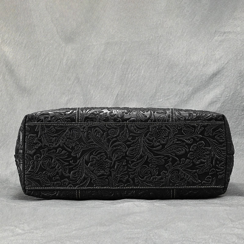 Vintage Embossed Genuine Leather Women's Tote Bag-Tote Bag-Brown-Free Shipping Leatheretro