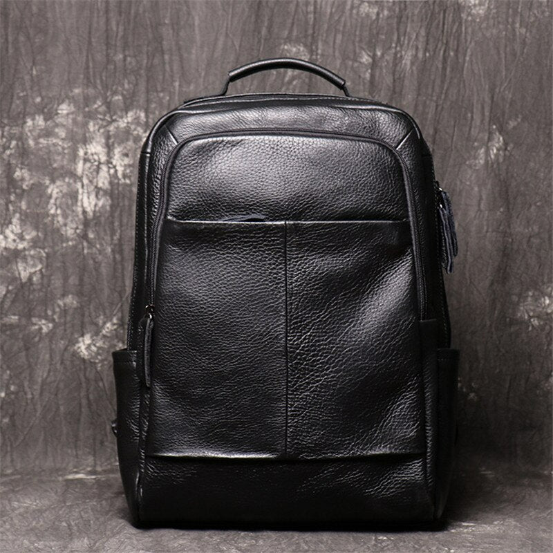Vintage Genuine Leather Men's Backpack-Backpacks-Black-Free Shipping Leatheretro