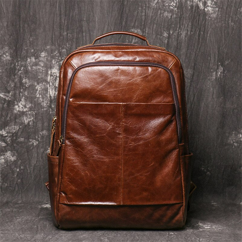 Vintage Genuine Leather Men's Backpack-Backpacks-Brown-Free Shipping Leatheretro