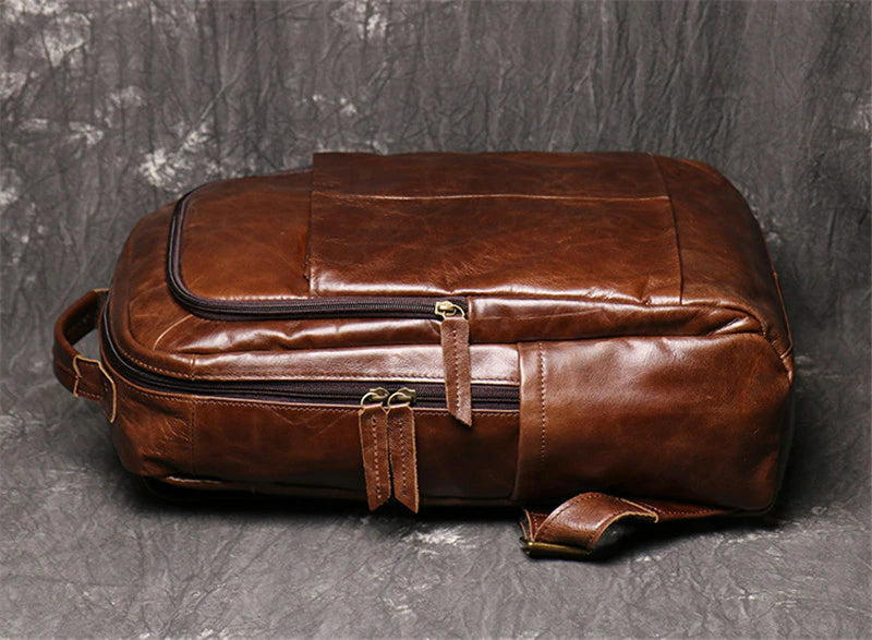 Vintage Genuine Leather Men's Backpack-Backpacks-Black-Free Shipping Leatheretro