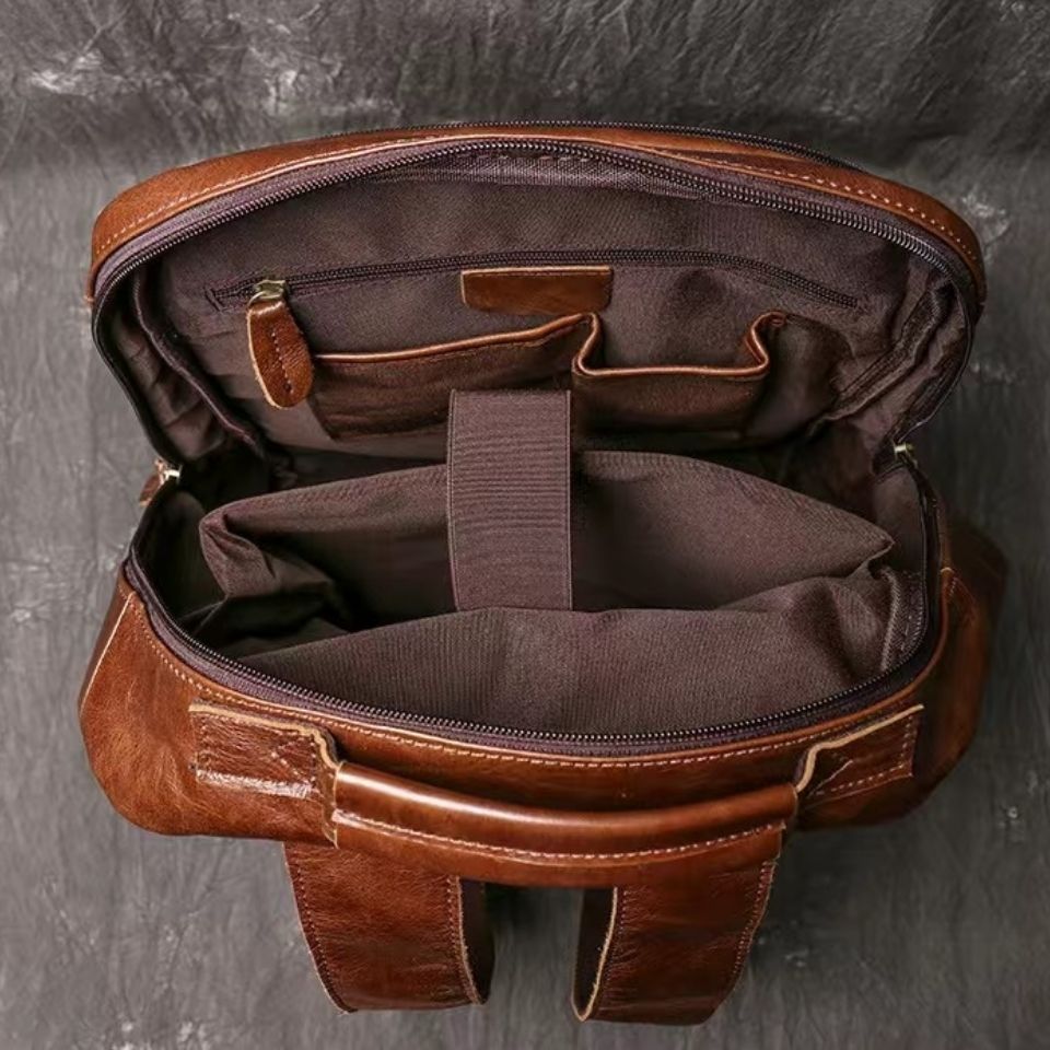Vintage Genuine Leather Men's Backpack-Backpacks-Black-Free Shipping Leatheretro