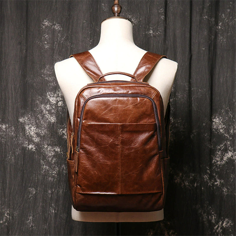Vintage Genuine Leather Men's Backpack-Backpacks-Black-Free Shipping Leatheretro