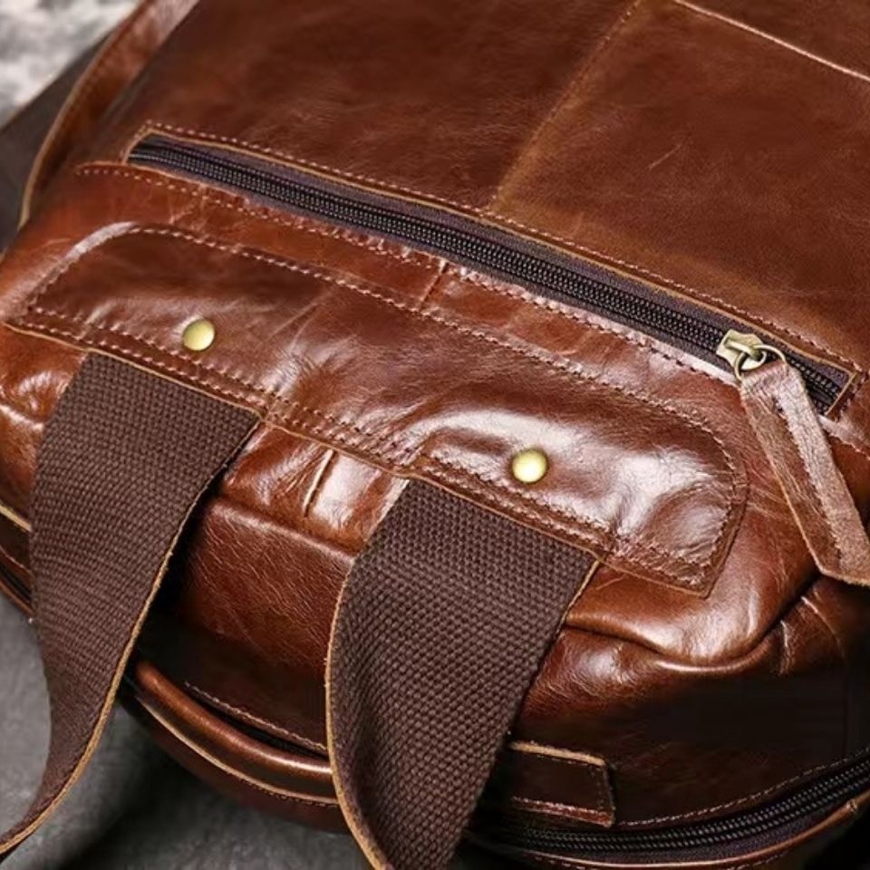 Vintage Genuine Leather Men's Backpack-Backpacks-Black-Free Shipping Leatheretro