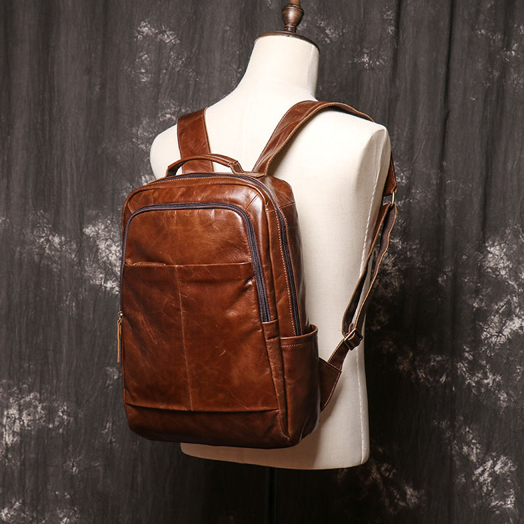 Vintage Genuine Leather Men's Backpack-Backpacks-Black-Free Shipping Leatheretro