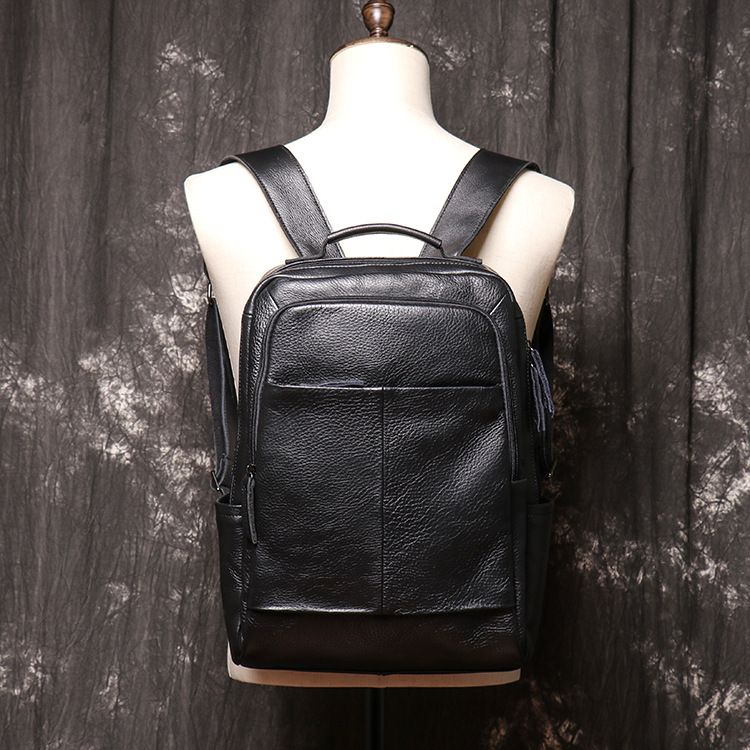 Vintage Genuine Leather Men's Backpack-Backpacks-Black-Free Shipping Leatheretro