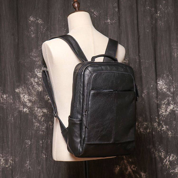 Vintage Genuine Leather Men's Backpack-Backpacks-Black-Free Shipping Leatheretro
