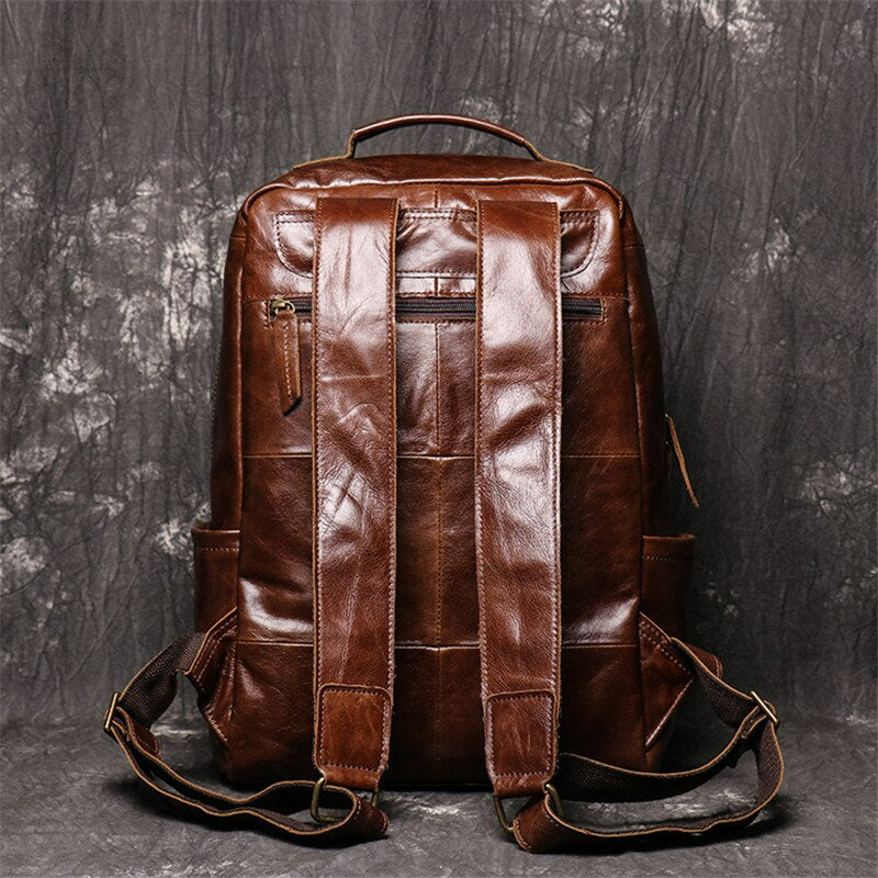 Vintage Genuine Leather Men's Backpack-Backpacks-Black-Free Shipping Leatheretro