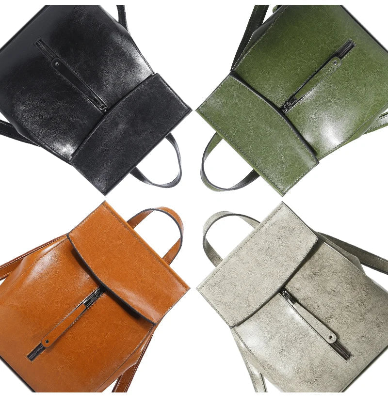 Vintage Genuine Leather Women's Backpack – Travel & Shoulder Bag-Backpacks-Green-Free Shipping Leatheretro