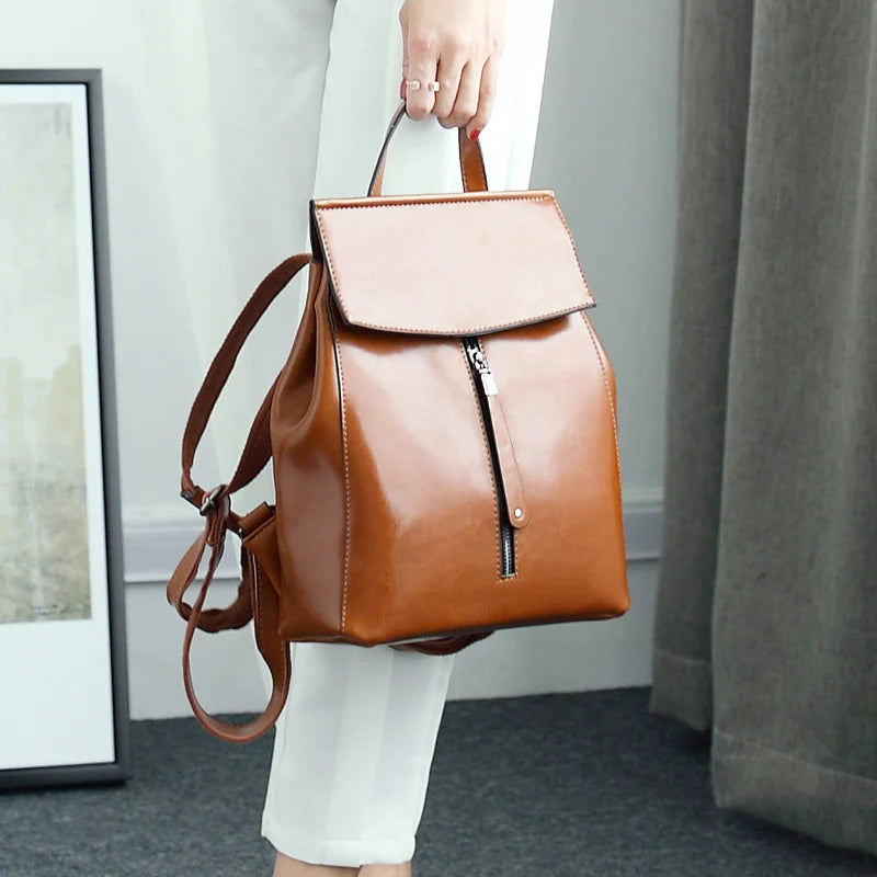 Vintage Genuine Leather Women's Backpack – Travel & Shoulder Bag-Backpacks-Green-Free Shipping Leatheretro